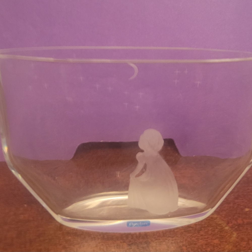 Clear Glass Bowl with Etched Design